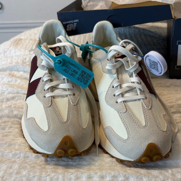 New Balance White and Burgundy Sneakers - Picture 6 of 10